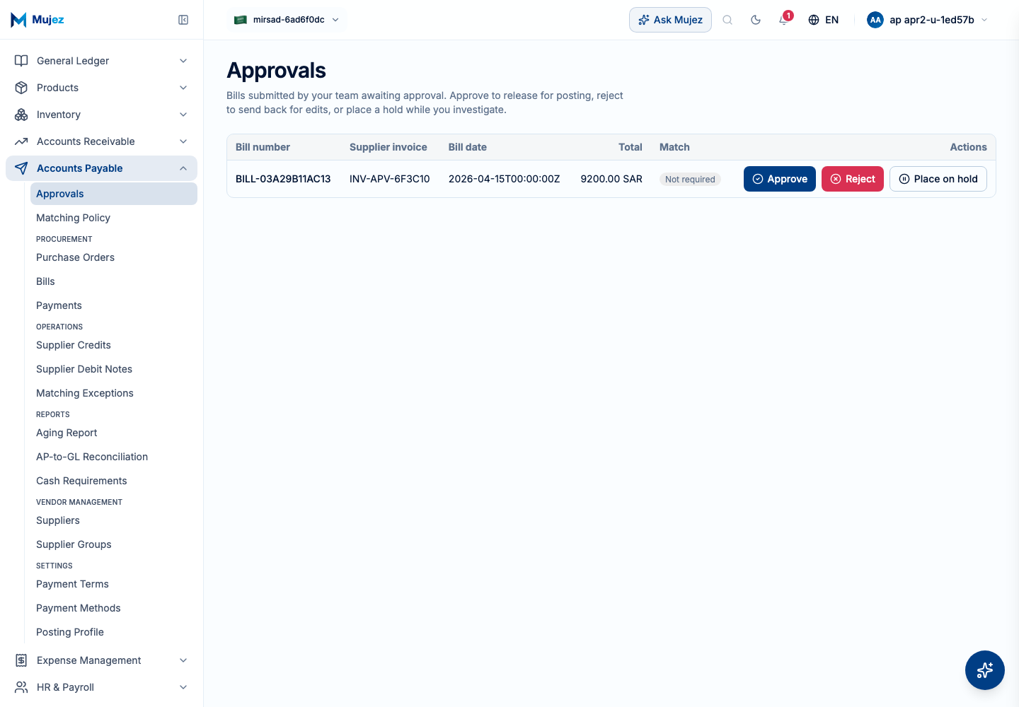 Open the Approvals queue.