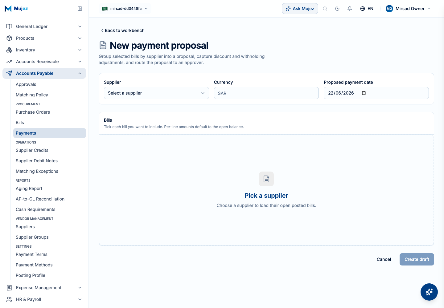 Build the payment proposal.