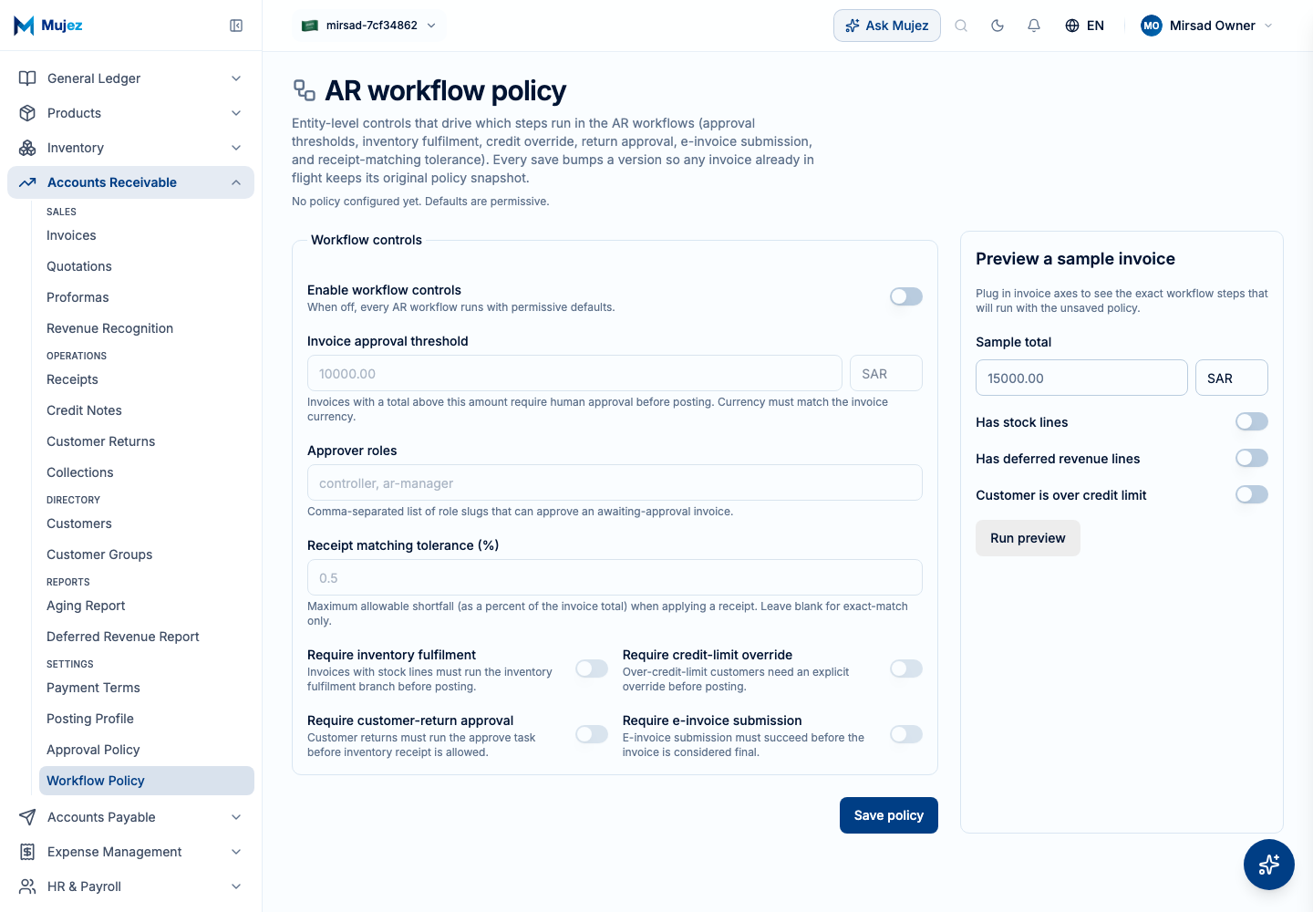Review the approval policies.