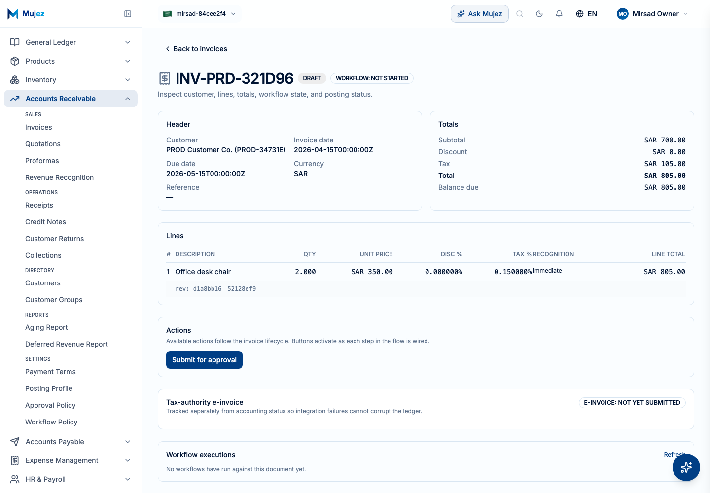 Save the draft invoice.