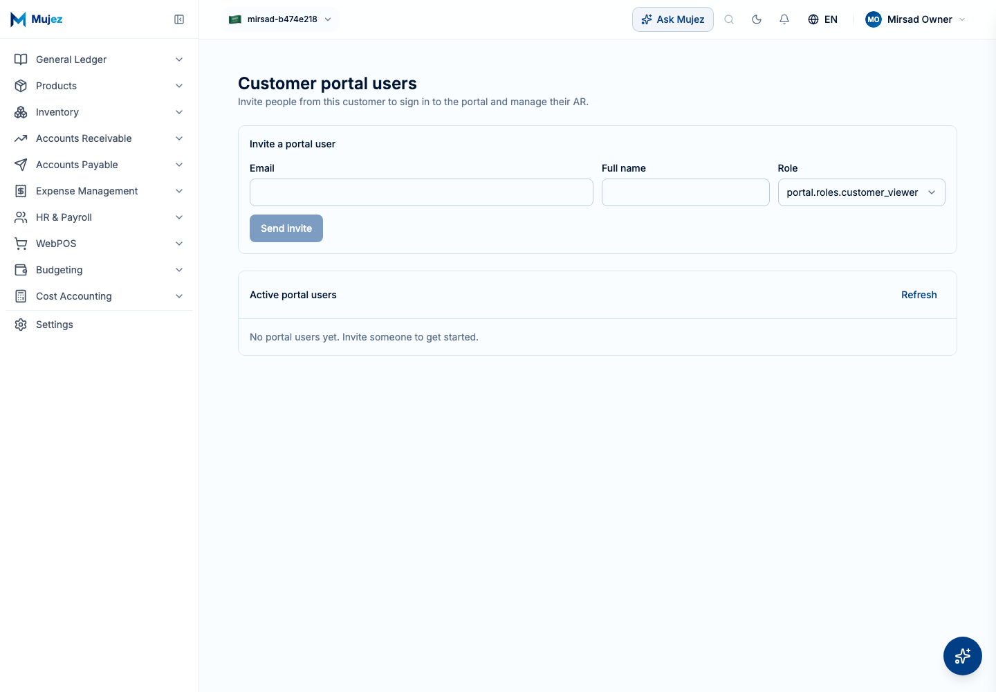 Open the customer’s portal users.