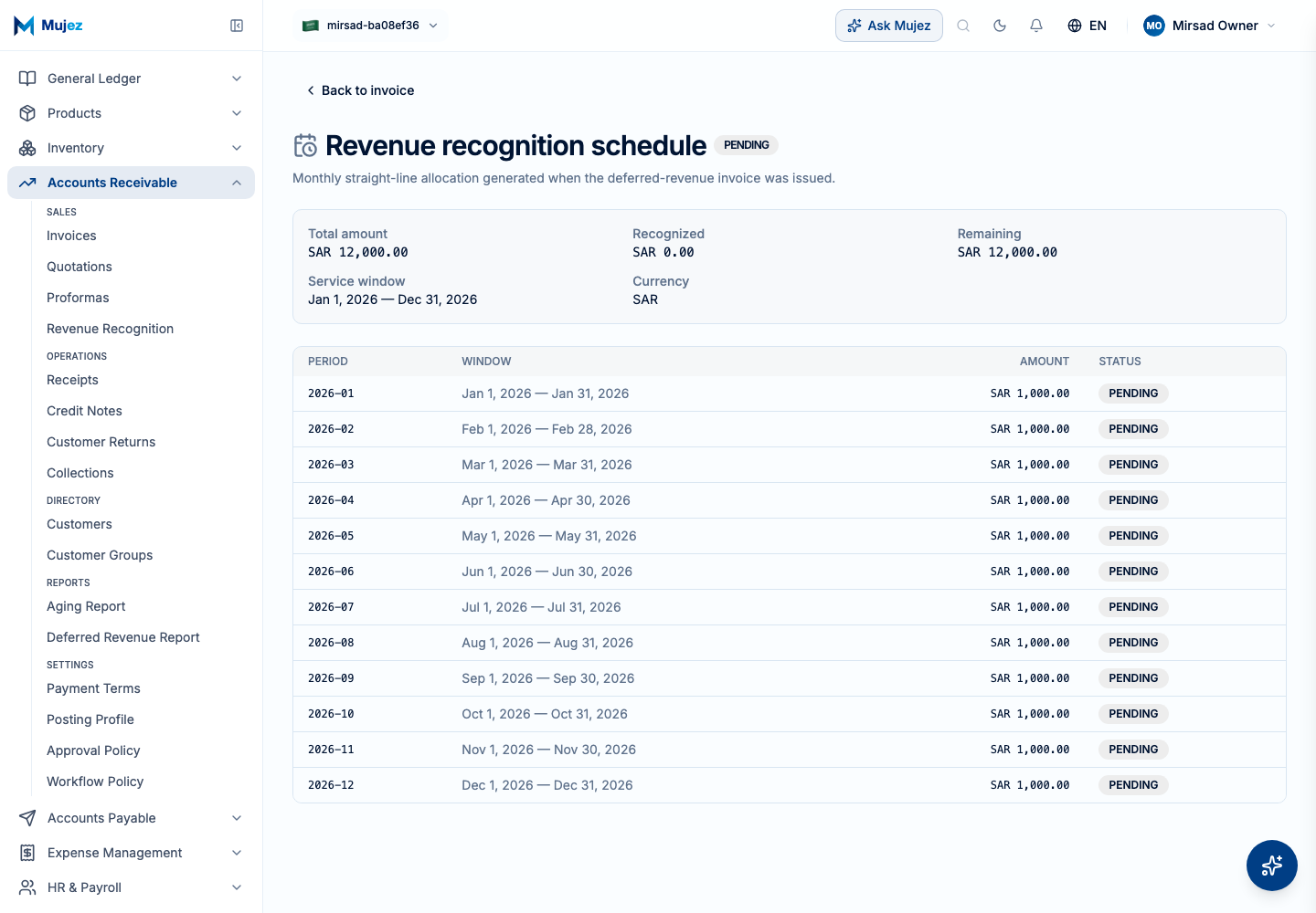Open the recognition schedule.