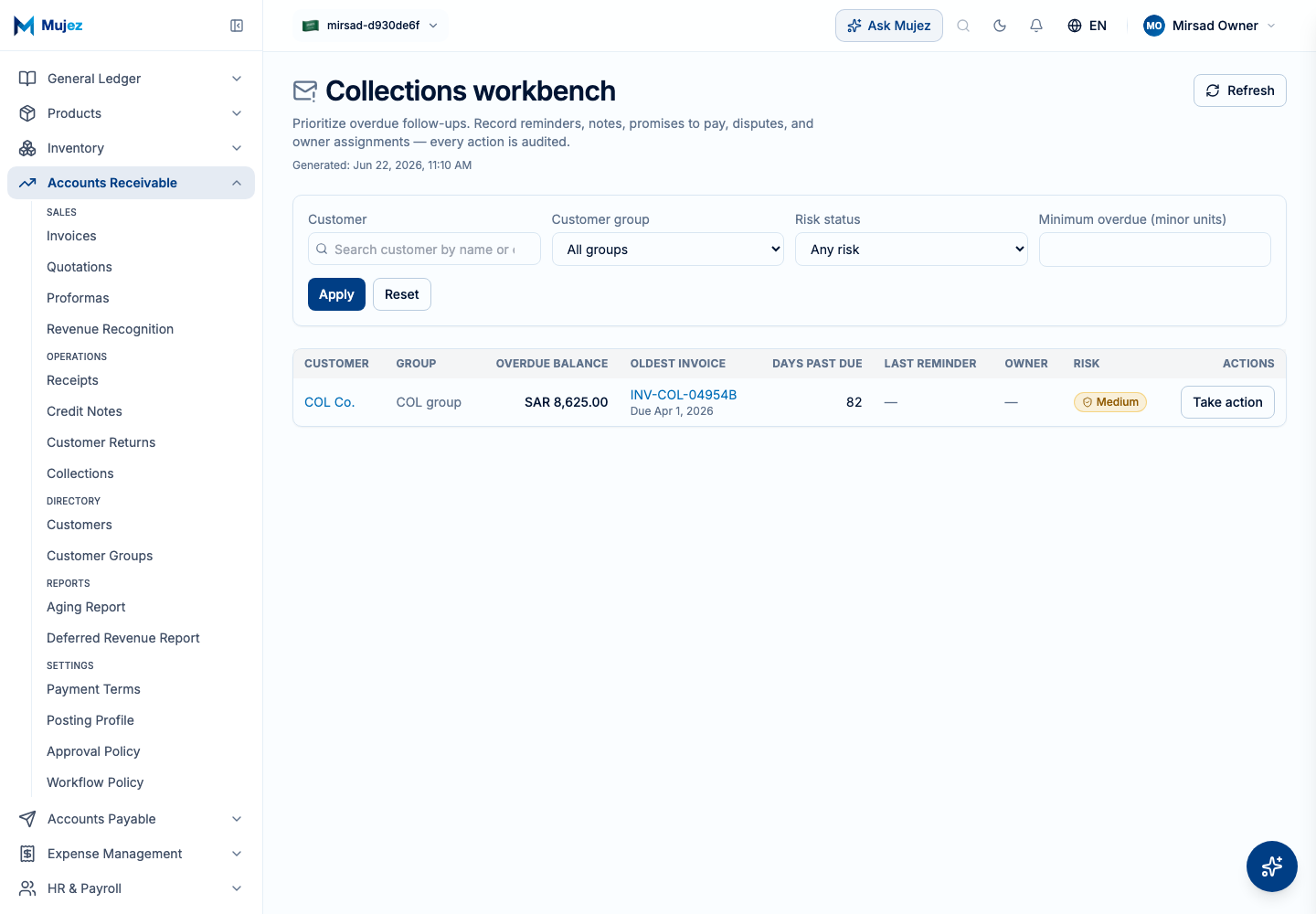 Take a collection action.