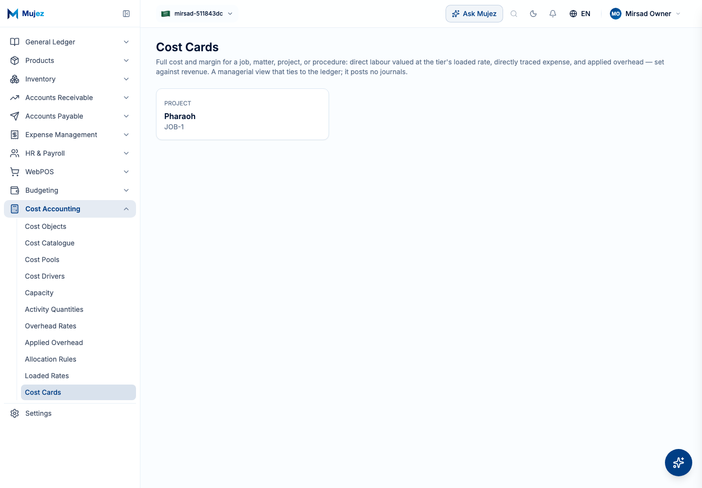 Open Cost cards.