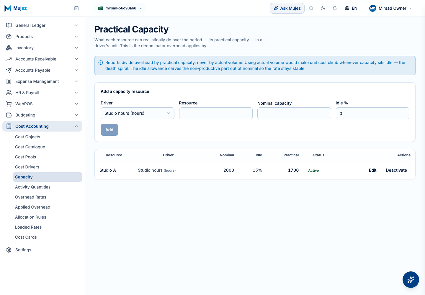 Add a capacity resource.