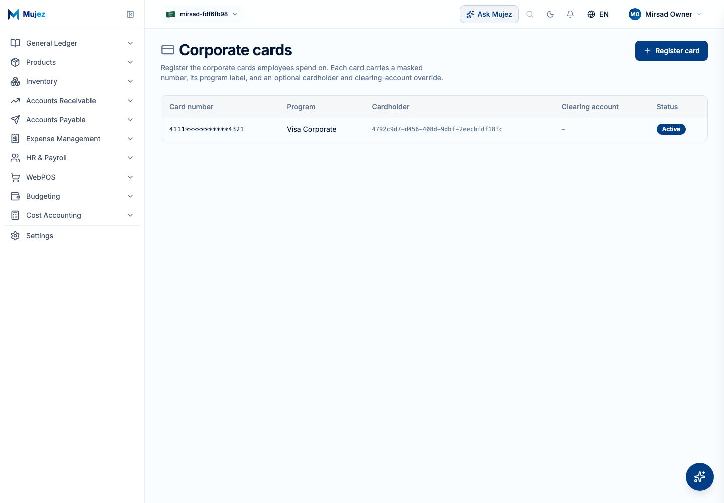 Register a card.