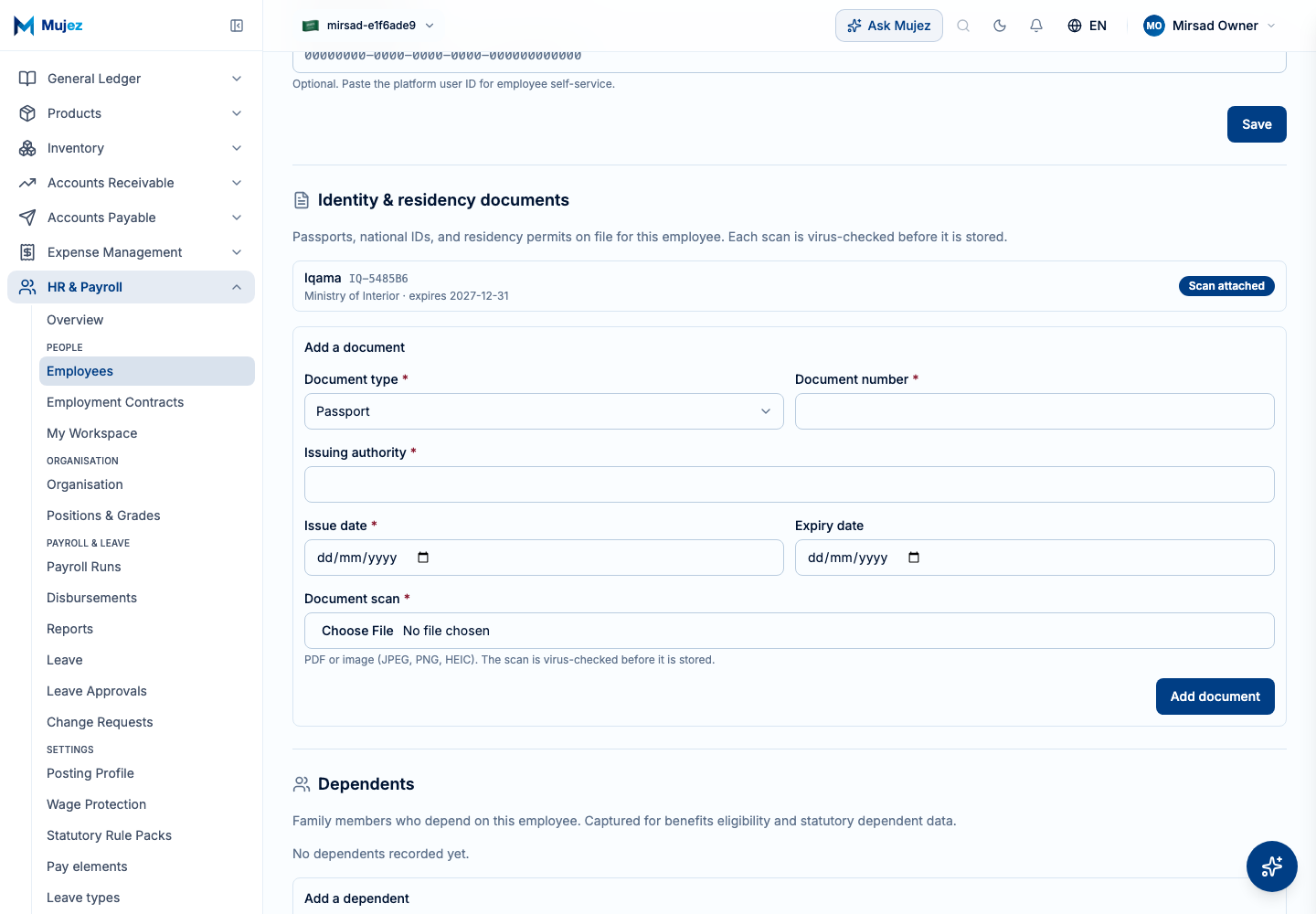 Add identity documents.