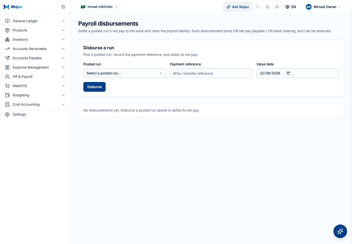 Open Disbursements.