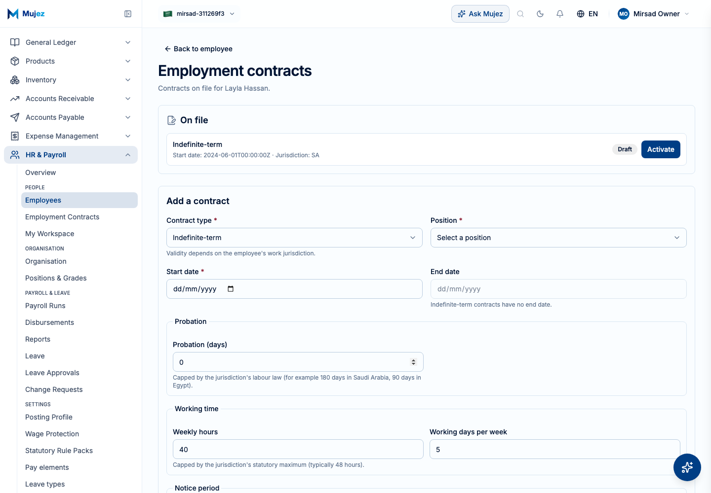 Create a contract.