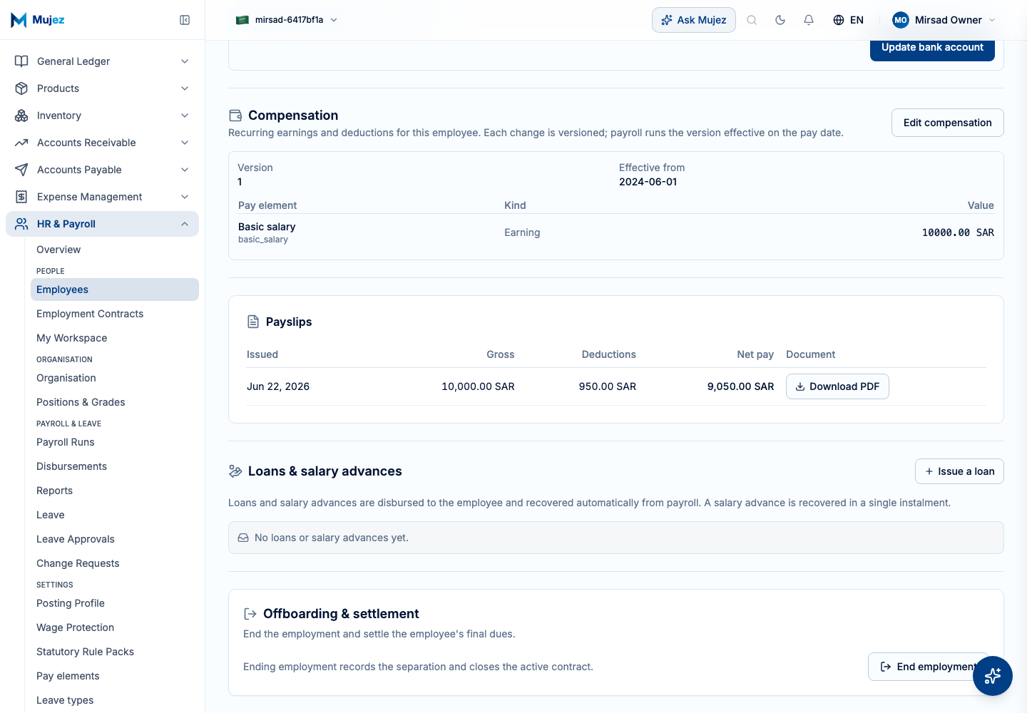 Find an employee’s payslips.
