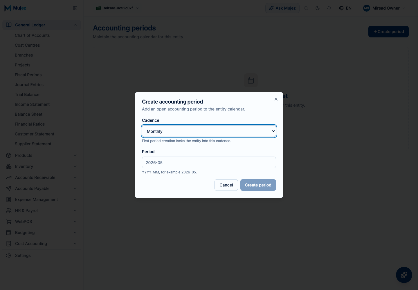 Click "Create period".