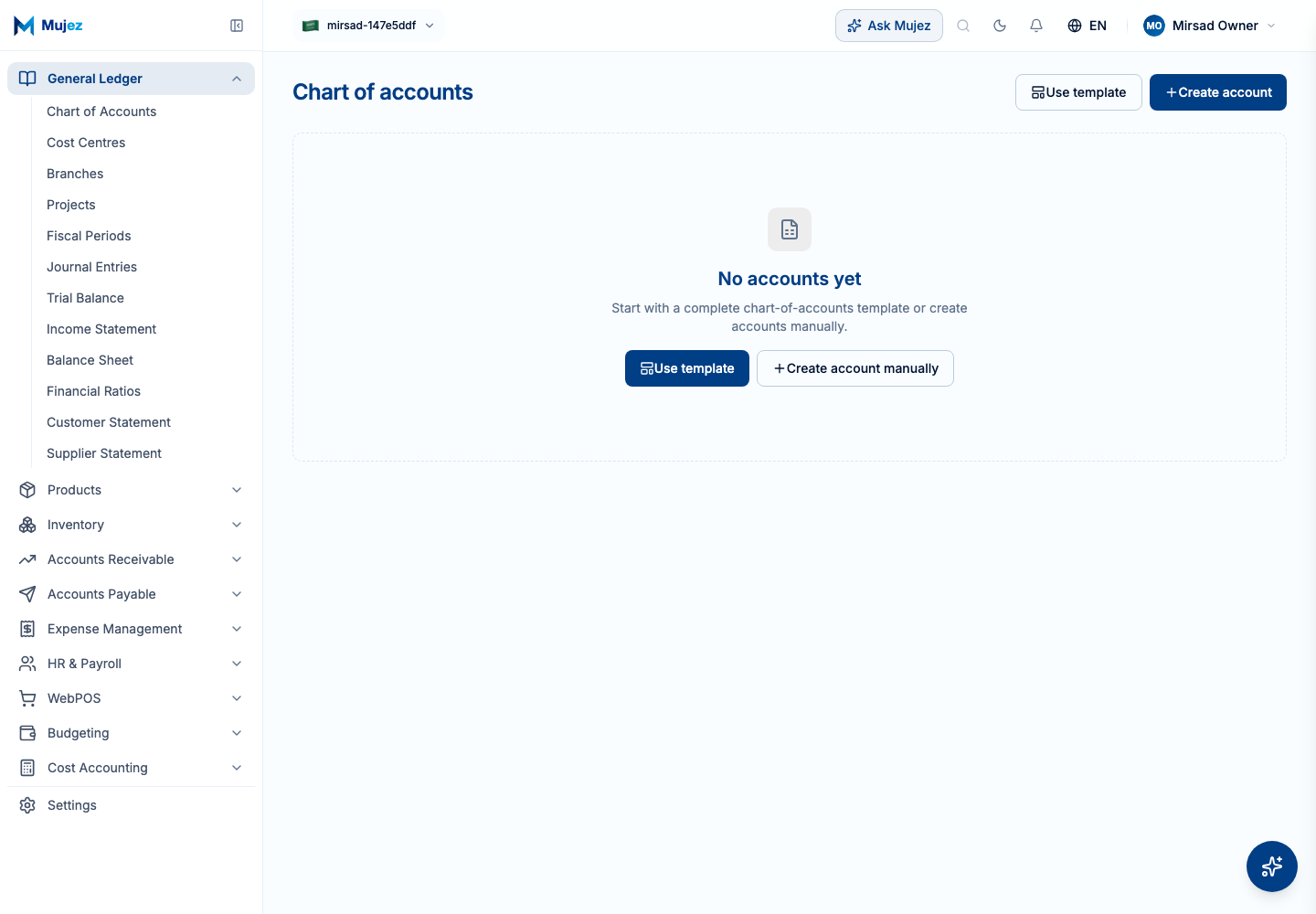 Open the Chart of Accounts.