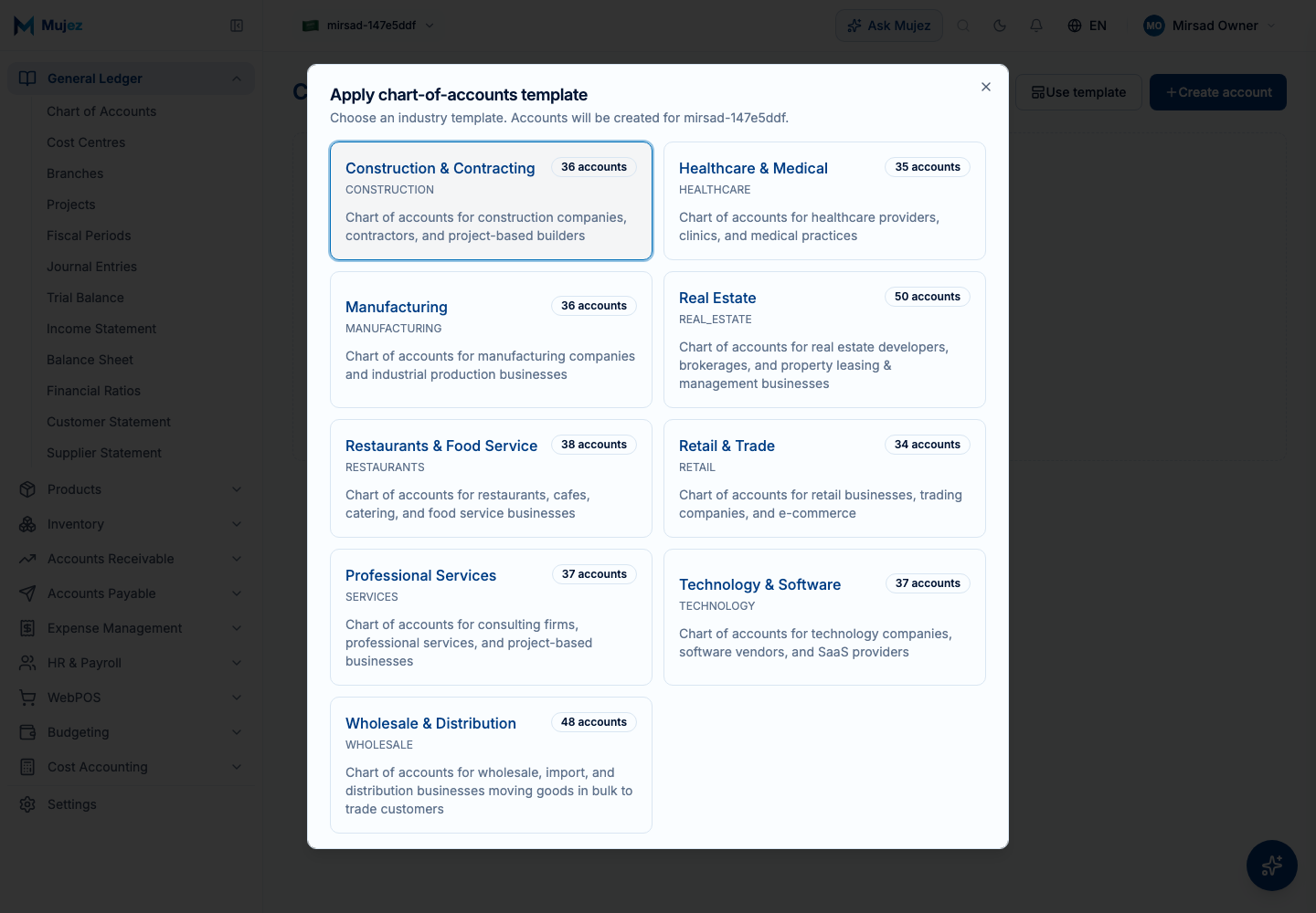 Choose the template that fits your business.