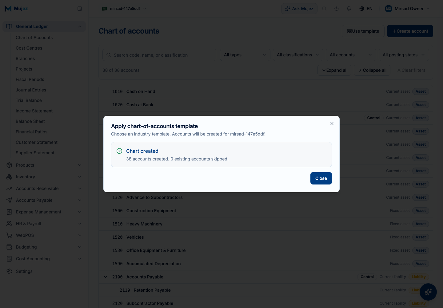 Review your new chart of accounts.