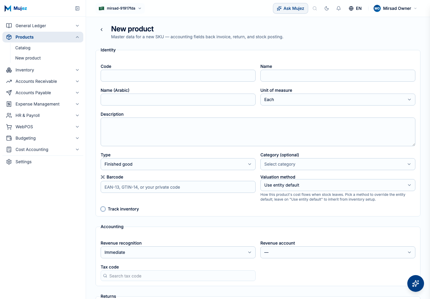 Start a new product.